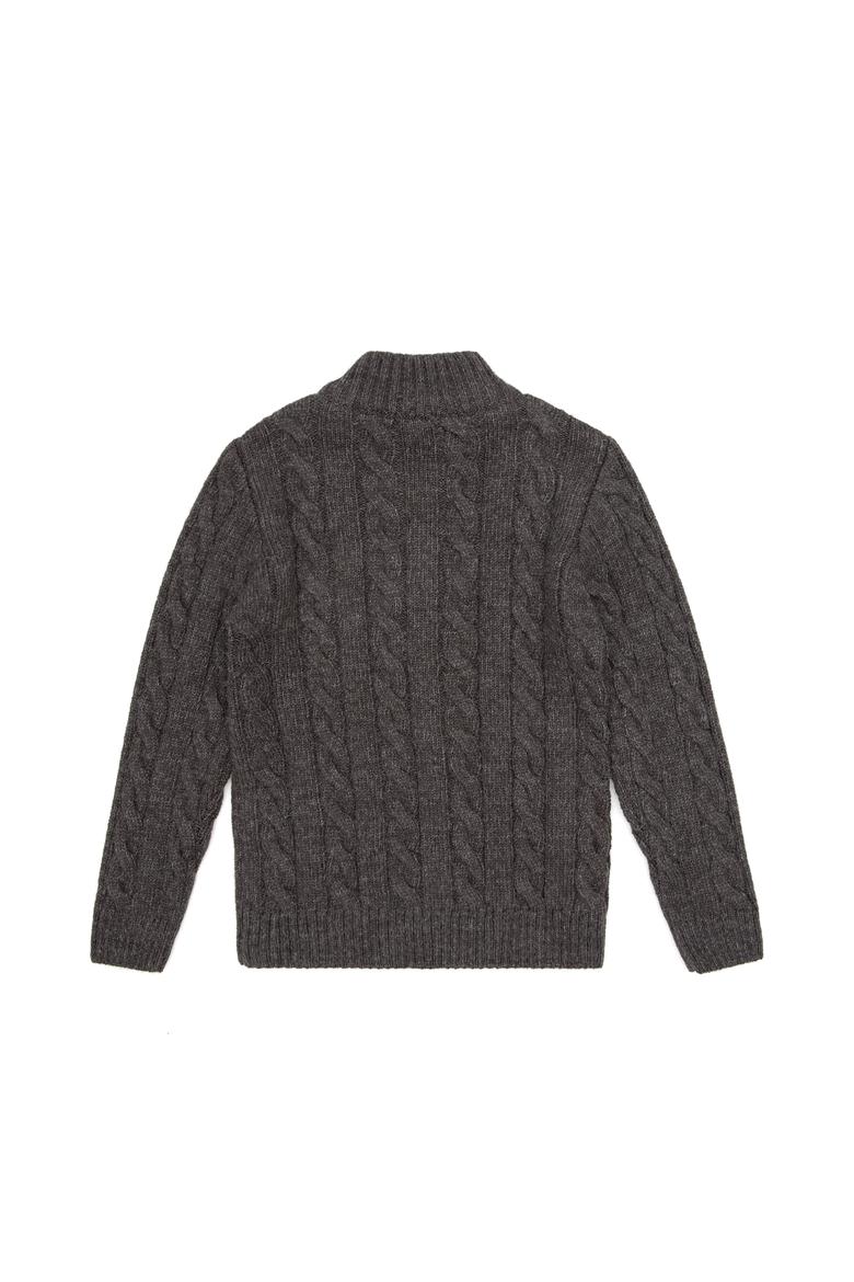 Erkek Çocuk Antrasit Melanj Yarım Fermuarlı Kazak - 50315628038