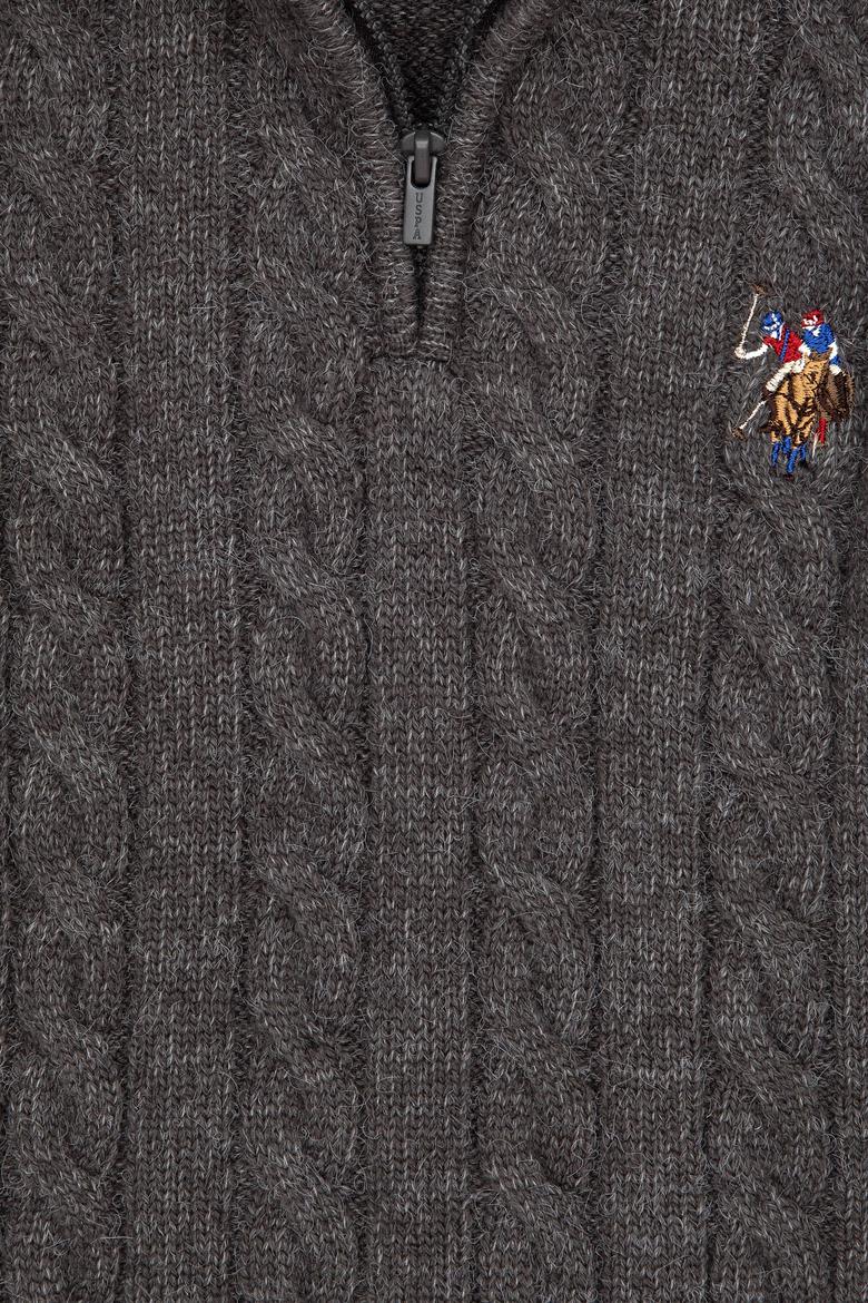 Erkek Çocuk Antrasit Melanj Yarım Fermuarlı Kazak - 50315628038