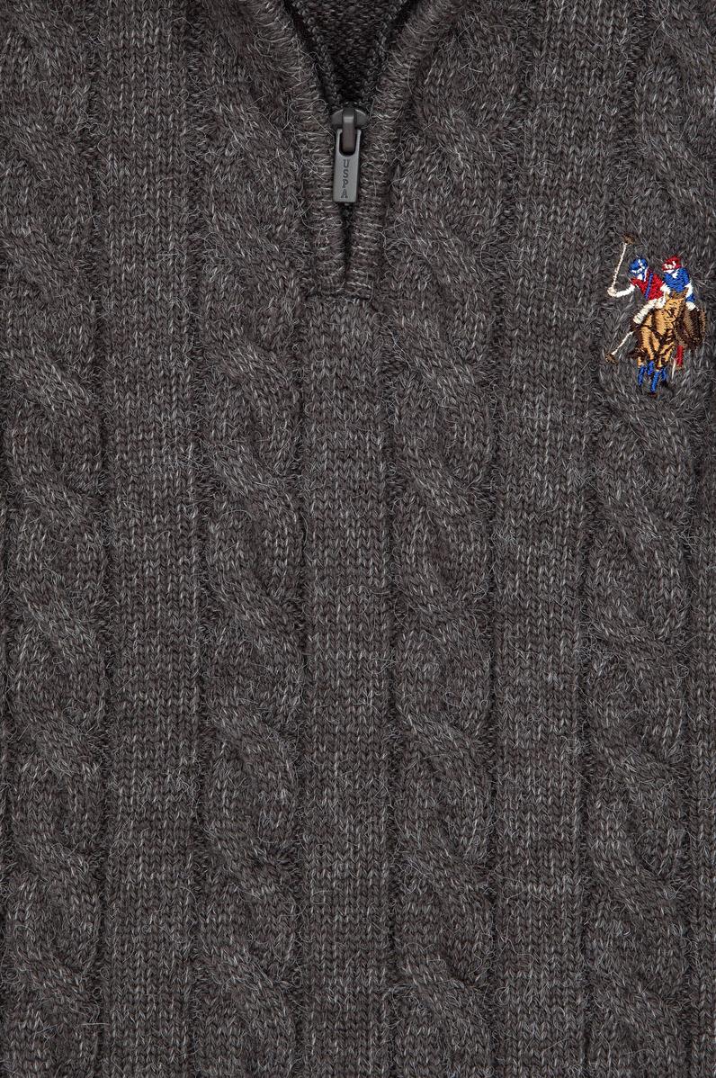 Erkek Çocuk Antrasit Melanj Yarım Fermuarlı Kazak