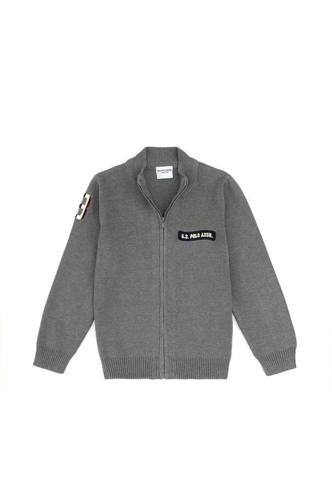 Erkek Çocuk Gri Melanj Triko Hırka