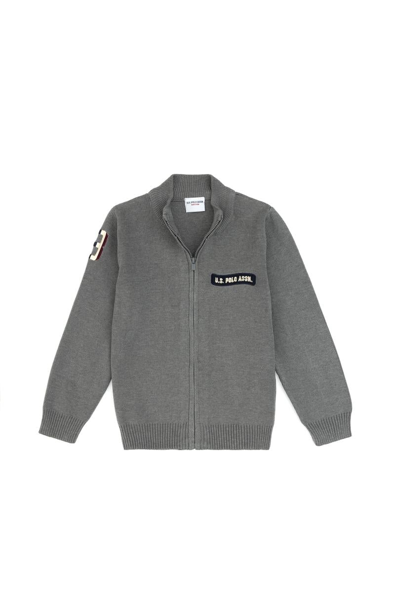 Erkek Çocuk Gri Melanj Triko Hırka