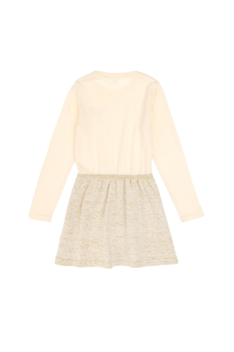 Kız Çocuk Krem Melanj Triko Elbise