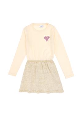 Kız Çocuk Krem Melanj Triko Elbise - 50316833015