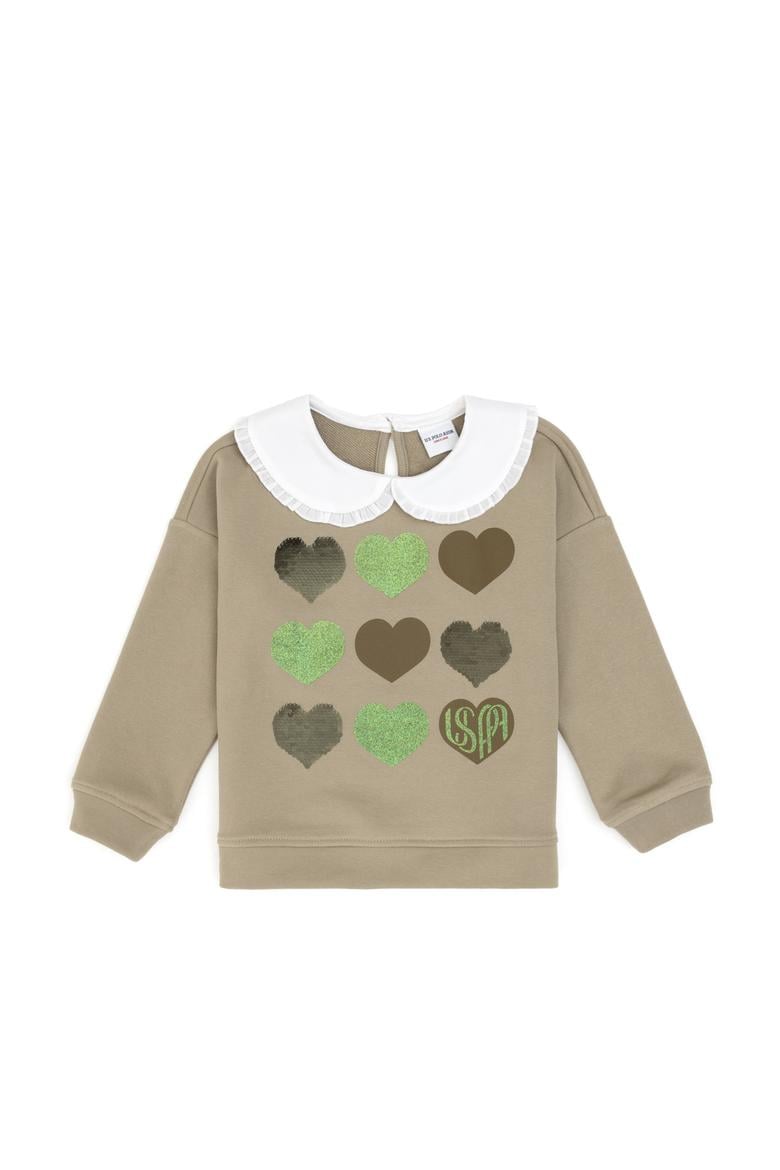 Kız Çocuk Açık Haki Sweatshirt