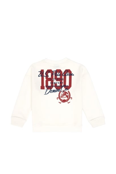 Erkek Çocuk Ekru Bisiklet Yaka Sweatshirt