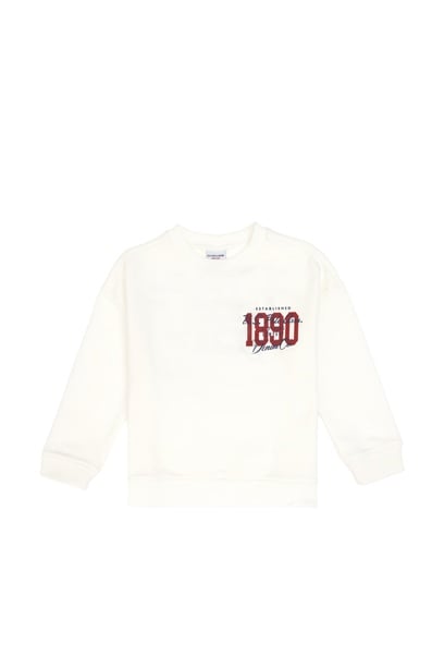 Erkek Çocuk Ekru Bisiklet Yaka Sweatshirt