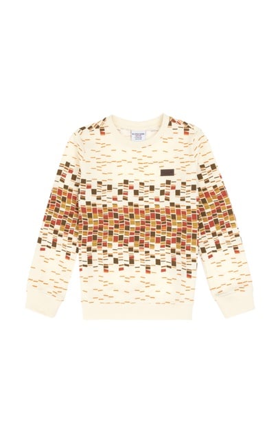Erkek Çocuk Krem Bisiklet Yaka İnce Sweatshirt