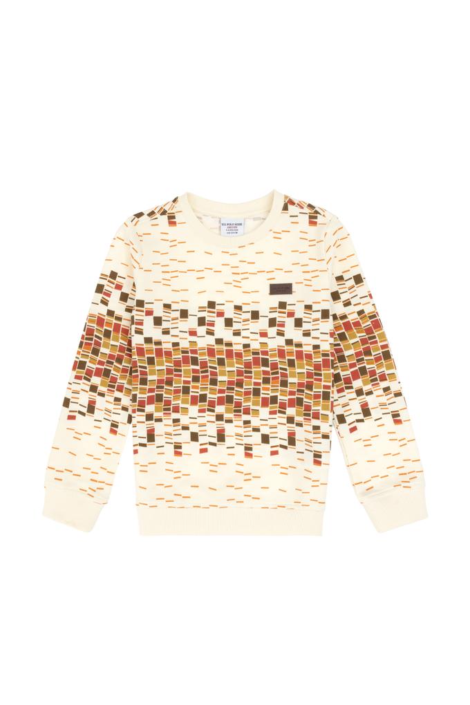 Erkek Çocuk Krem Bisiklet Yaka İnce Sweatshirt