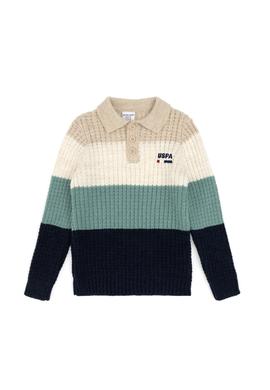 Erkek Çocuk Açık Lacivert Polo Yaka Kazak - 50311123002