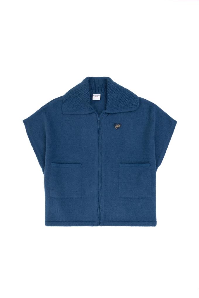 Kız Çocuk İndigo Triko Panço