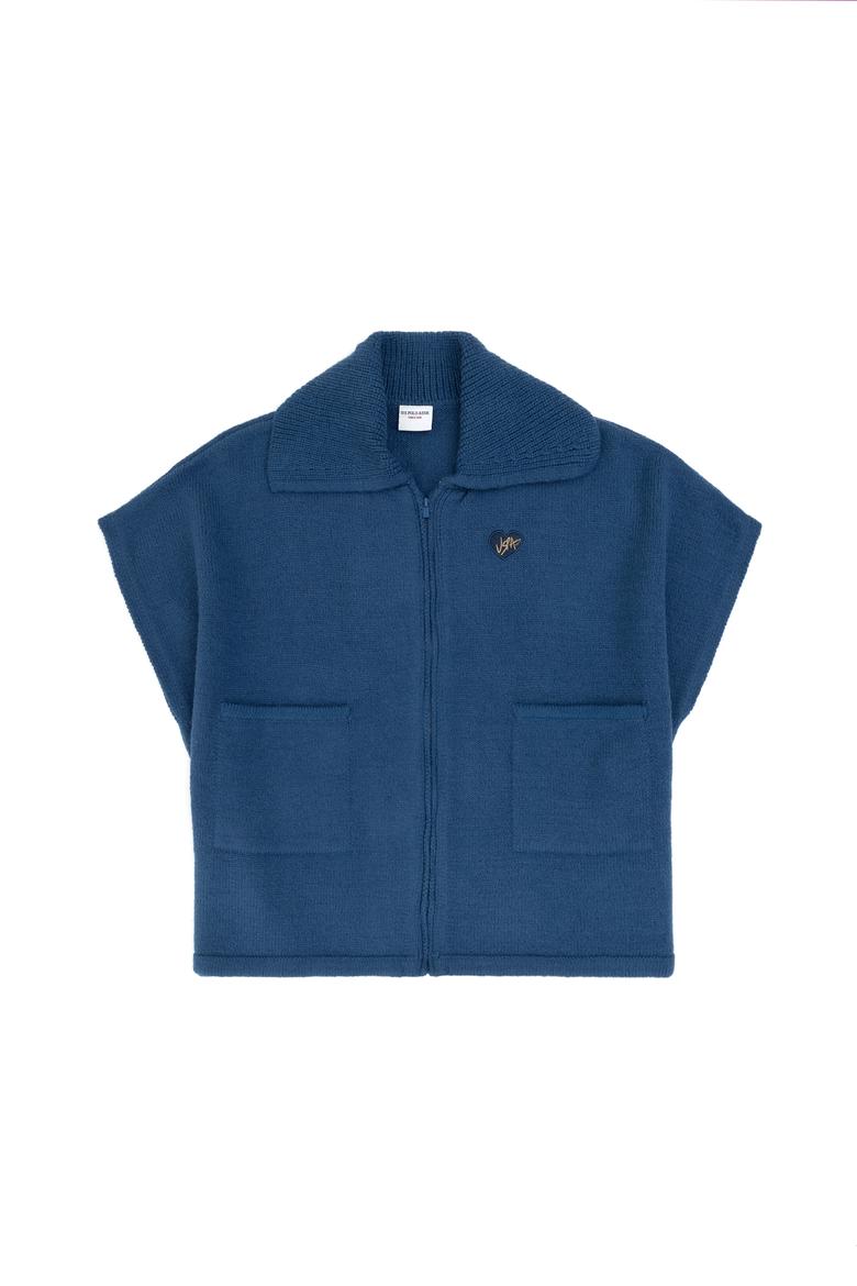 Kız Çocuk İndigo Triko Panço