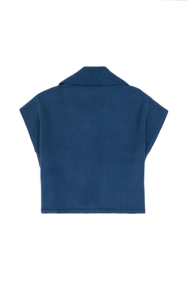 Kız Çocuk İndigo Triko Panço - 50254390014