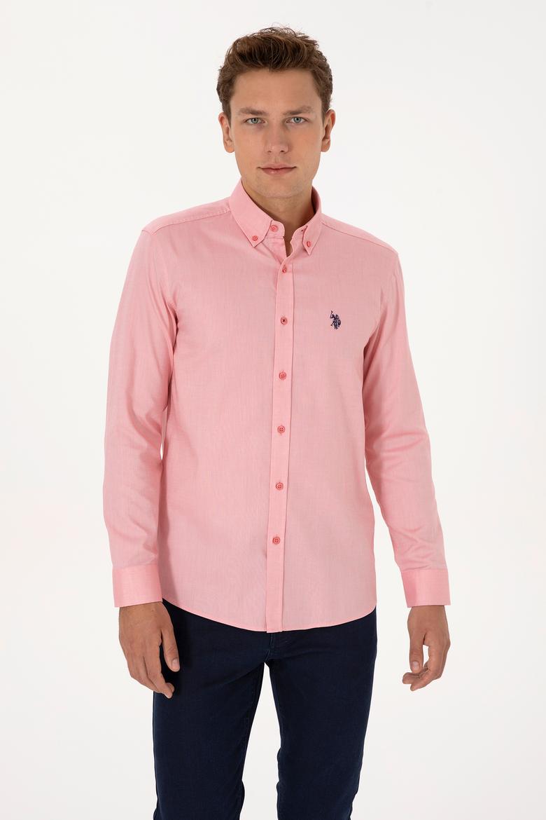 Erkek Pembe Uzun Kollu Basic Gömlek