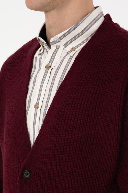 Erkek Bordo Triko Hırka