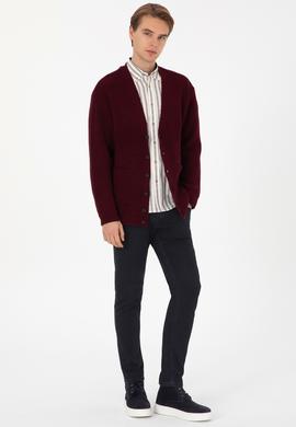 Erkek Bordo Triko Hırka - 50314960025