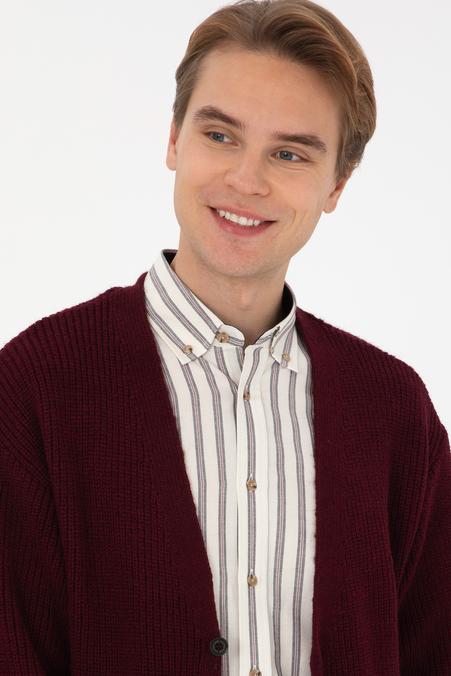 Erkek Bordo Triko Hırka