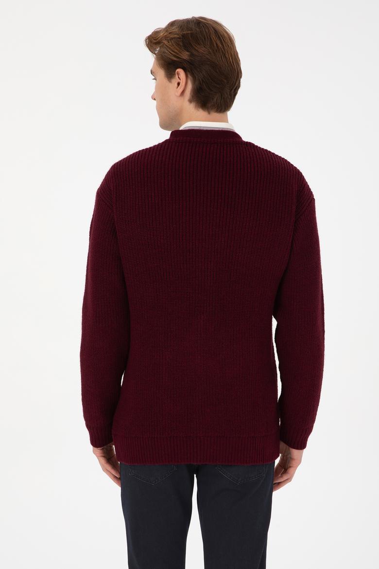 Erkek Bordo Triko Hırka - 50314960025