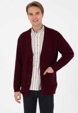 Erkek Bordo Triko Hırka - 50314960025