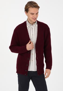 Erkek Bordo Triko Hırka - 50314960025