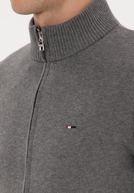 Erkek Gri Melanj Basic Triko Hırka - 50313688065