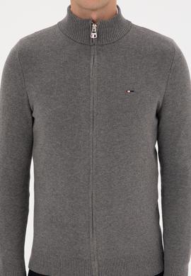 Erkek Gri Melanj Basic Triko Hırka - 50313688065