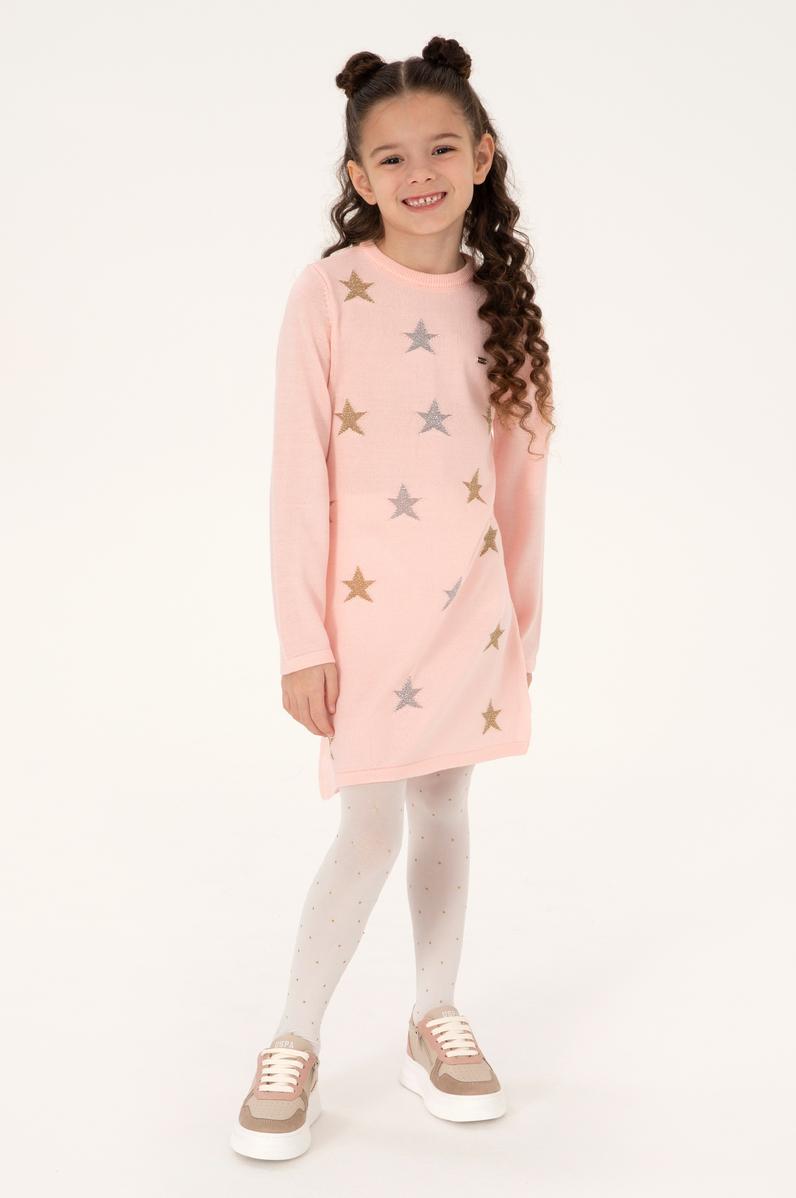 Kız Çocuk Açık Pembe Triko Elbise