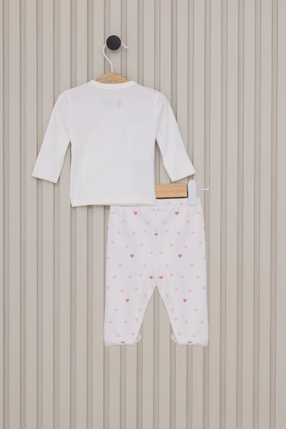 Kız Bebek Krem Pijama Takımı