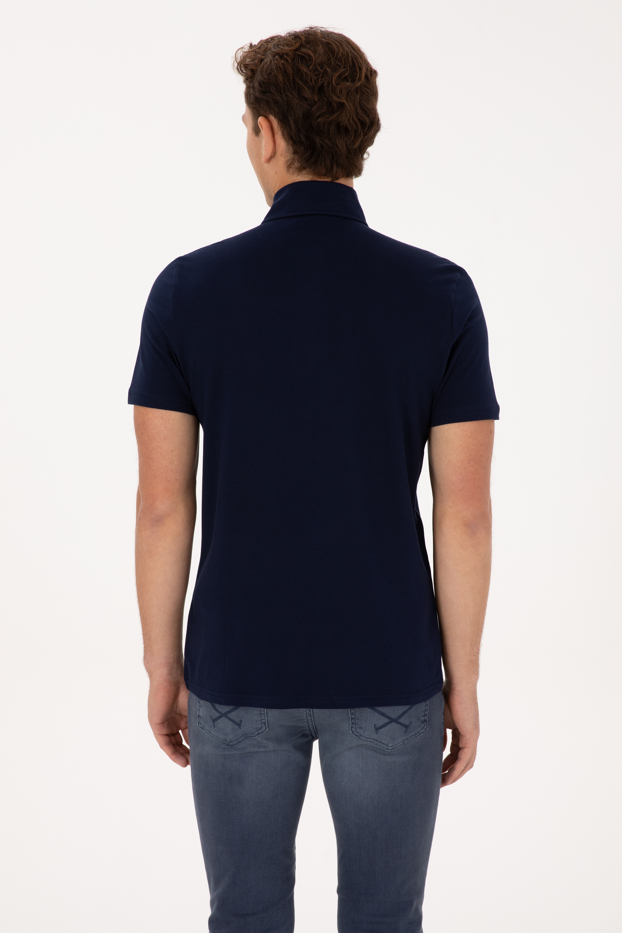 Erkek Regular Fit Polo Yaka Lacivert Tişört - Image 5