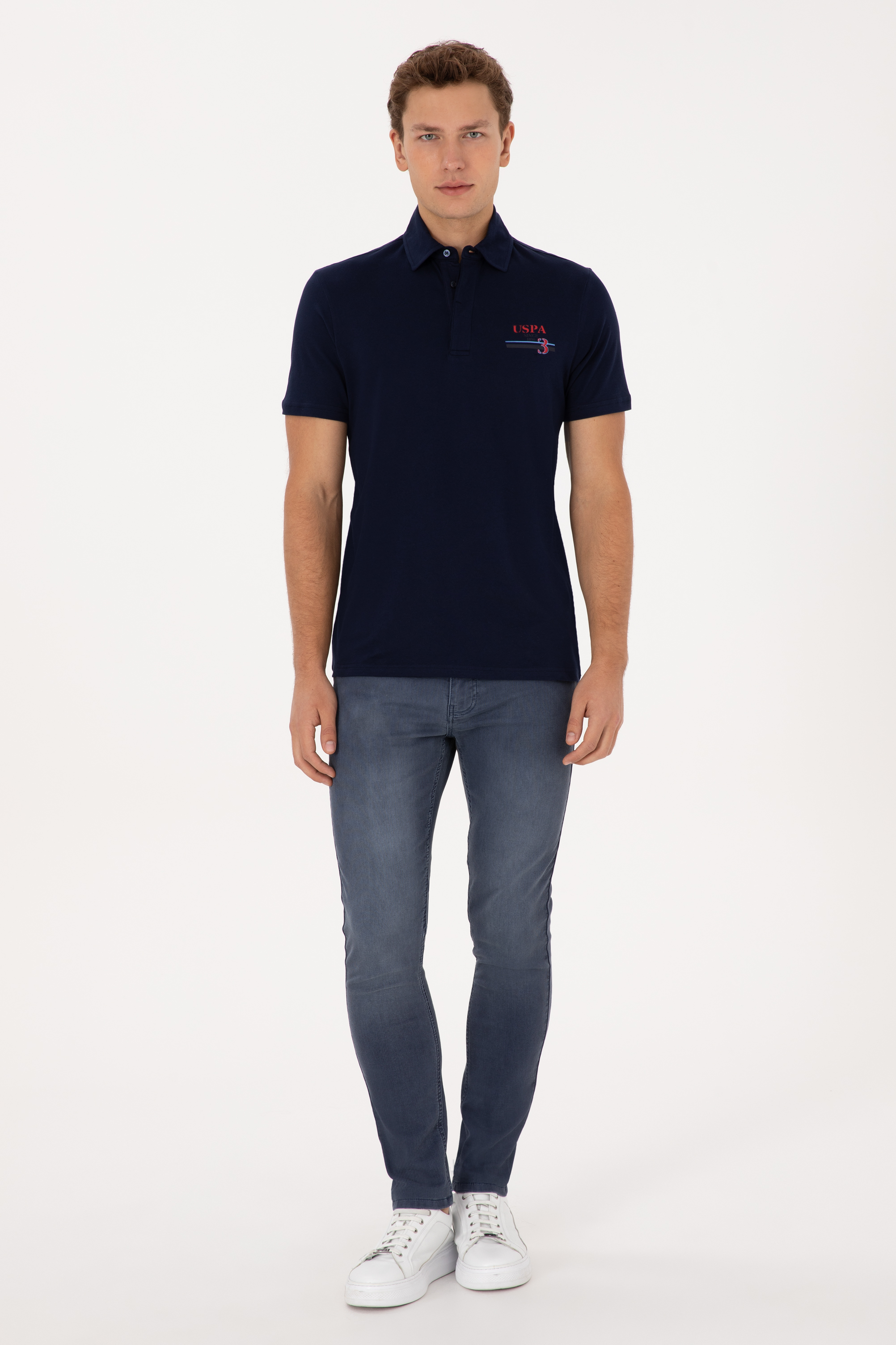 Erkek Regular Fit Polo Yaka Lacivert Tişört - Image 4