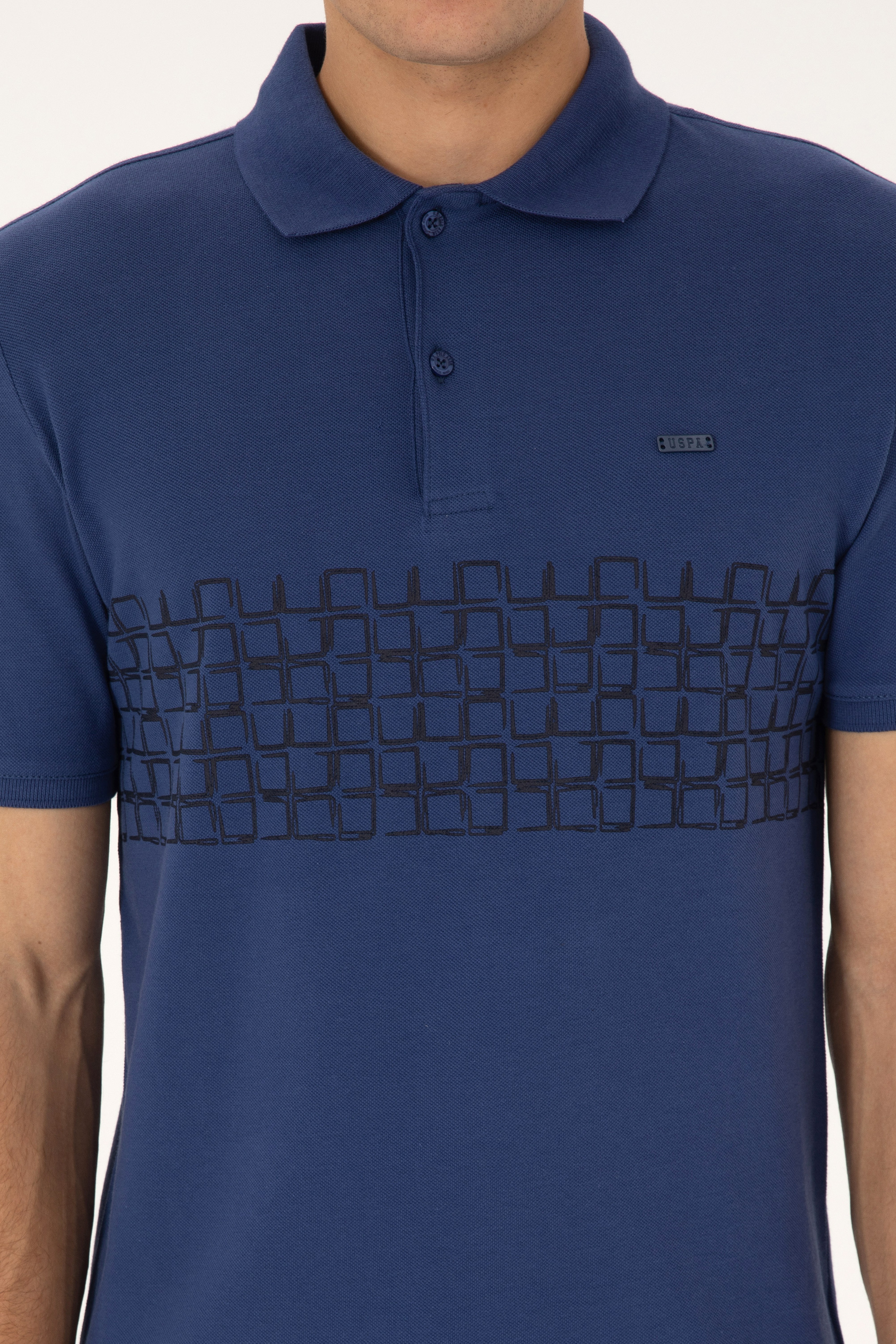 Erkek Regular Fit Polo Yaka İndigo Tişört - Image 6