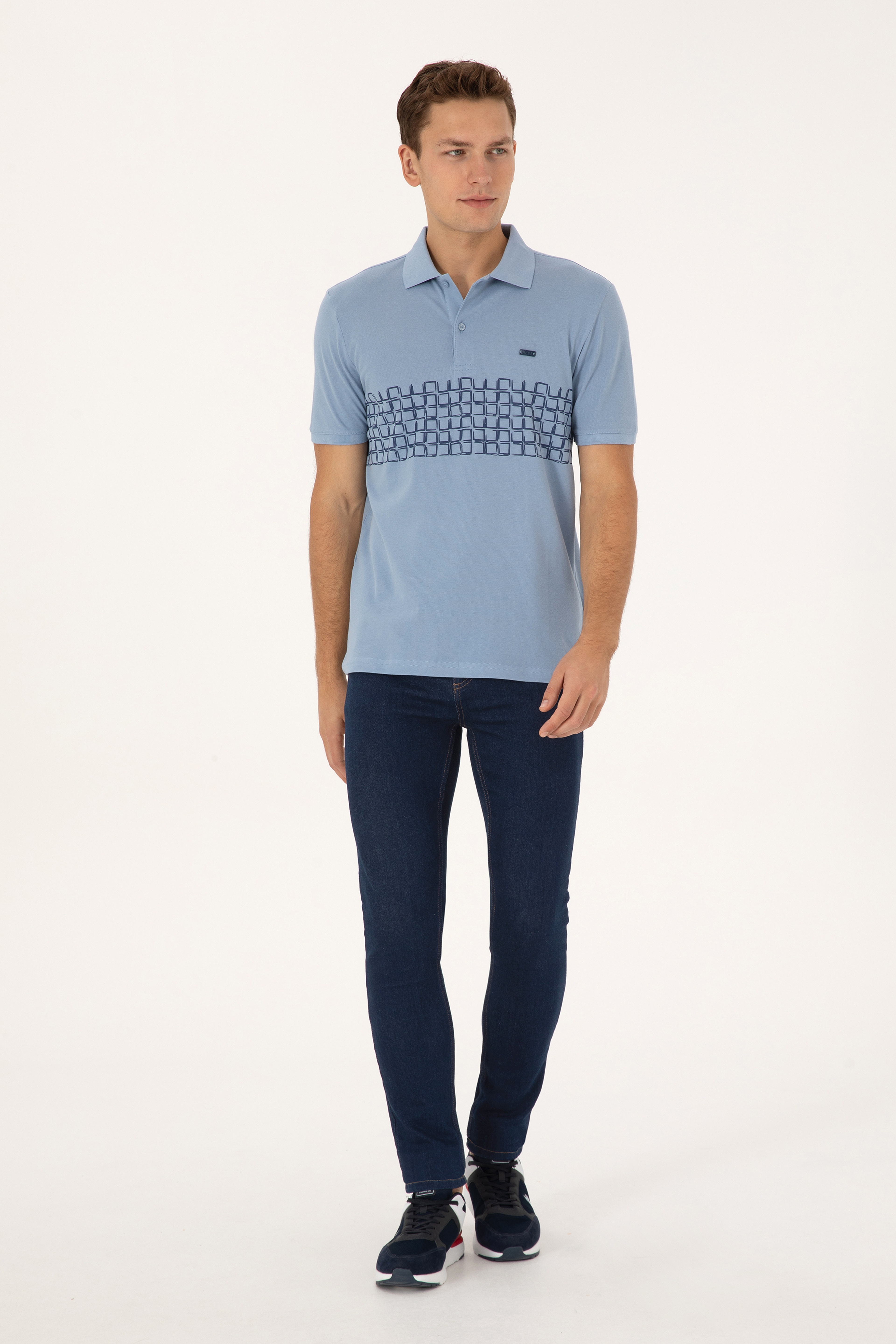 Erkek Regular Fit Polo Yaka Açık Mavi Tişört