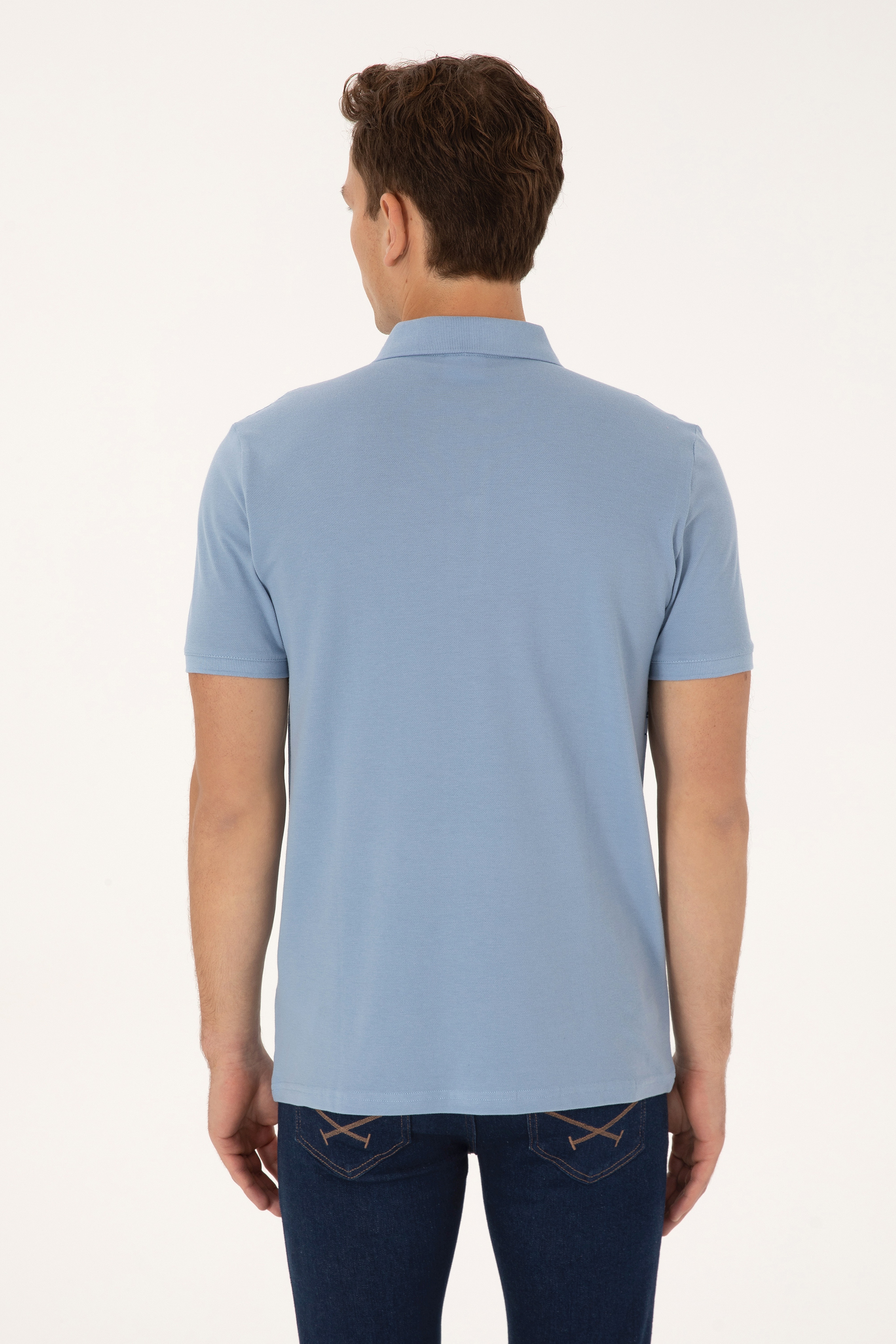 Erkek Regular Fit Polo Yaka Açık Mavi Tişört