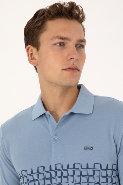 Erkek Regular Fit Polo Yaka Açık Mavi Tişört