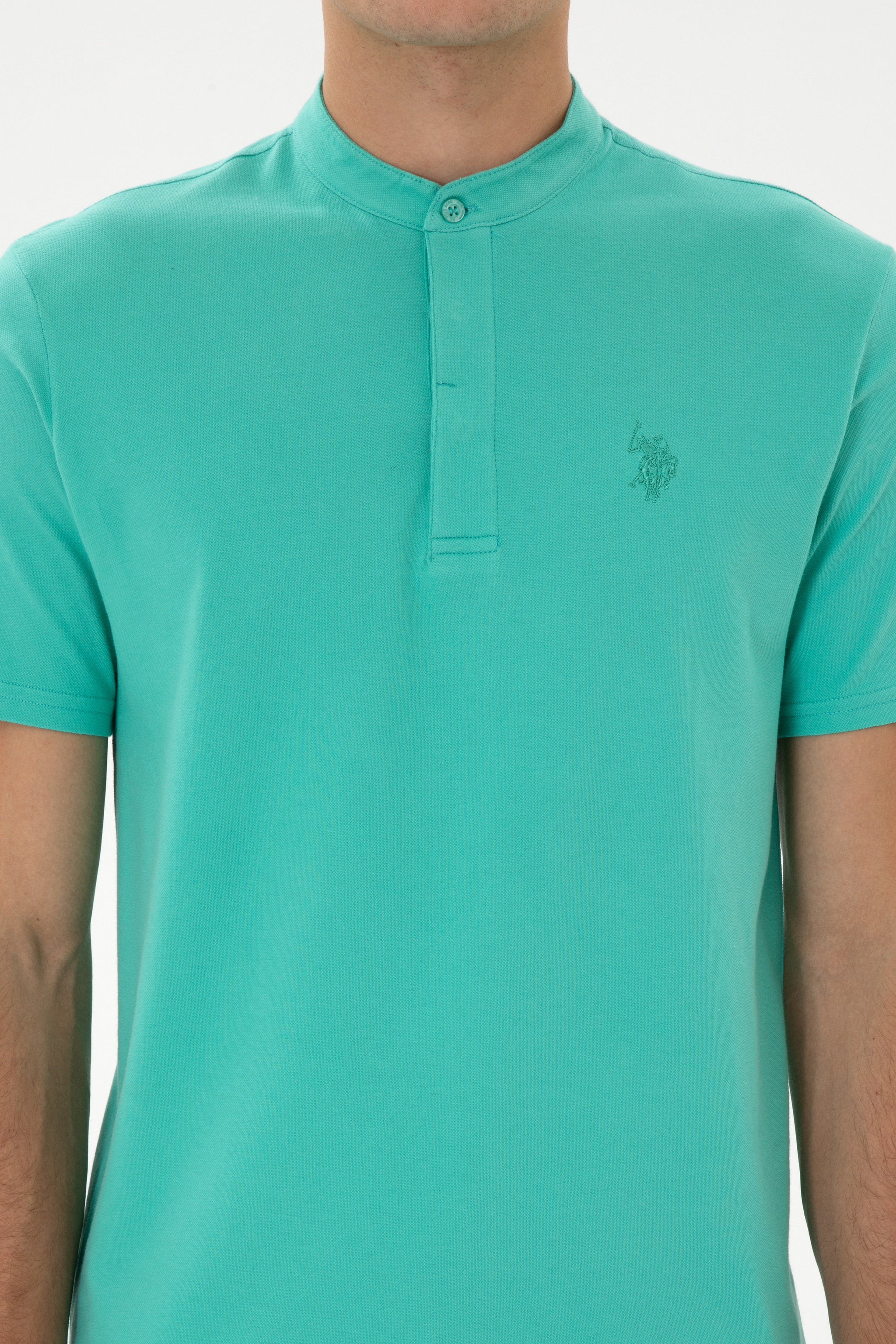 Erkek Regular Fit Hakim Yaka Mint Tişört - Image 6
