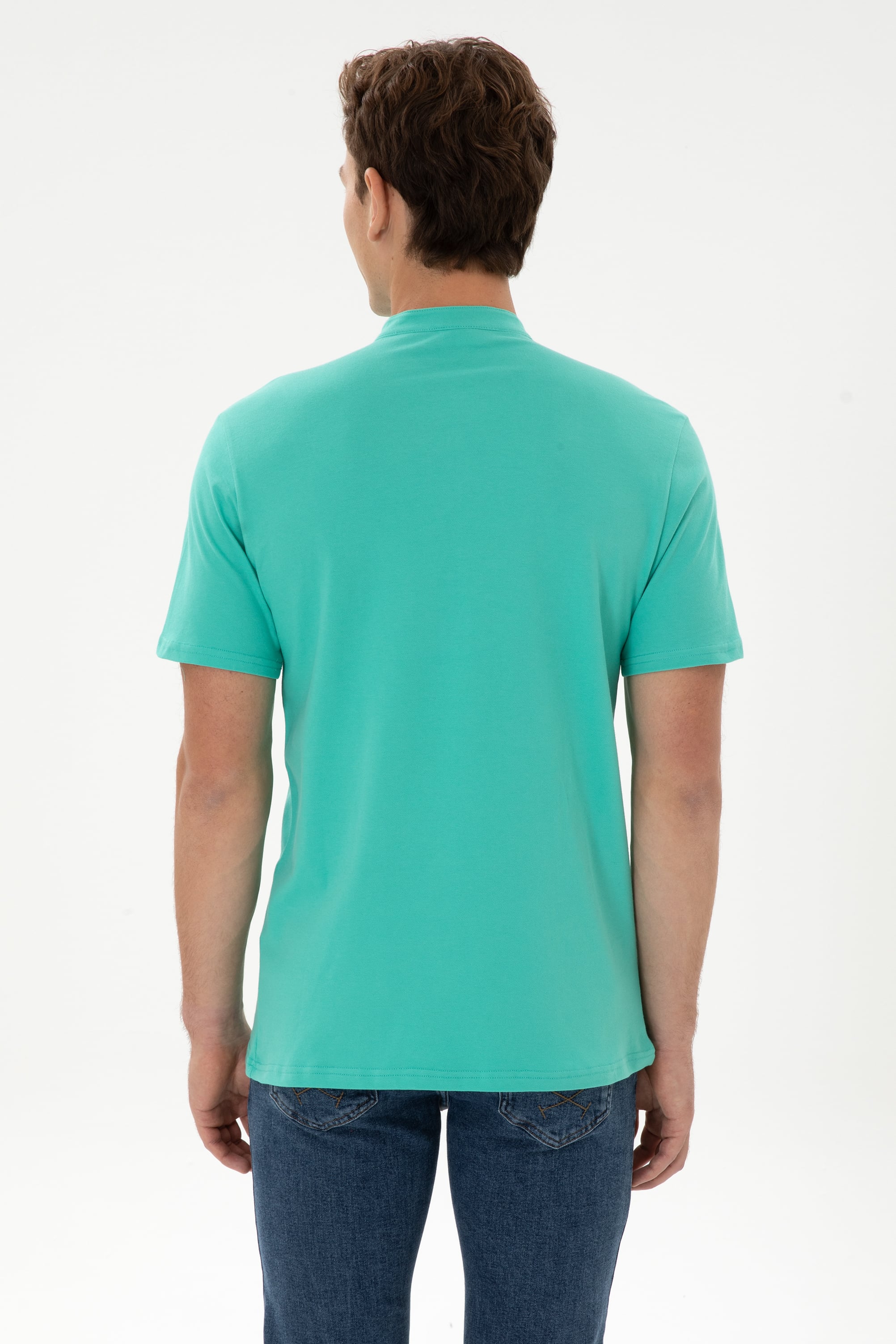 Erkek Regular Fit Hakim Yaka Mint Tişört