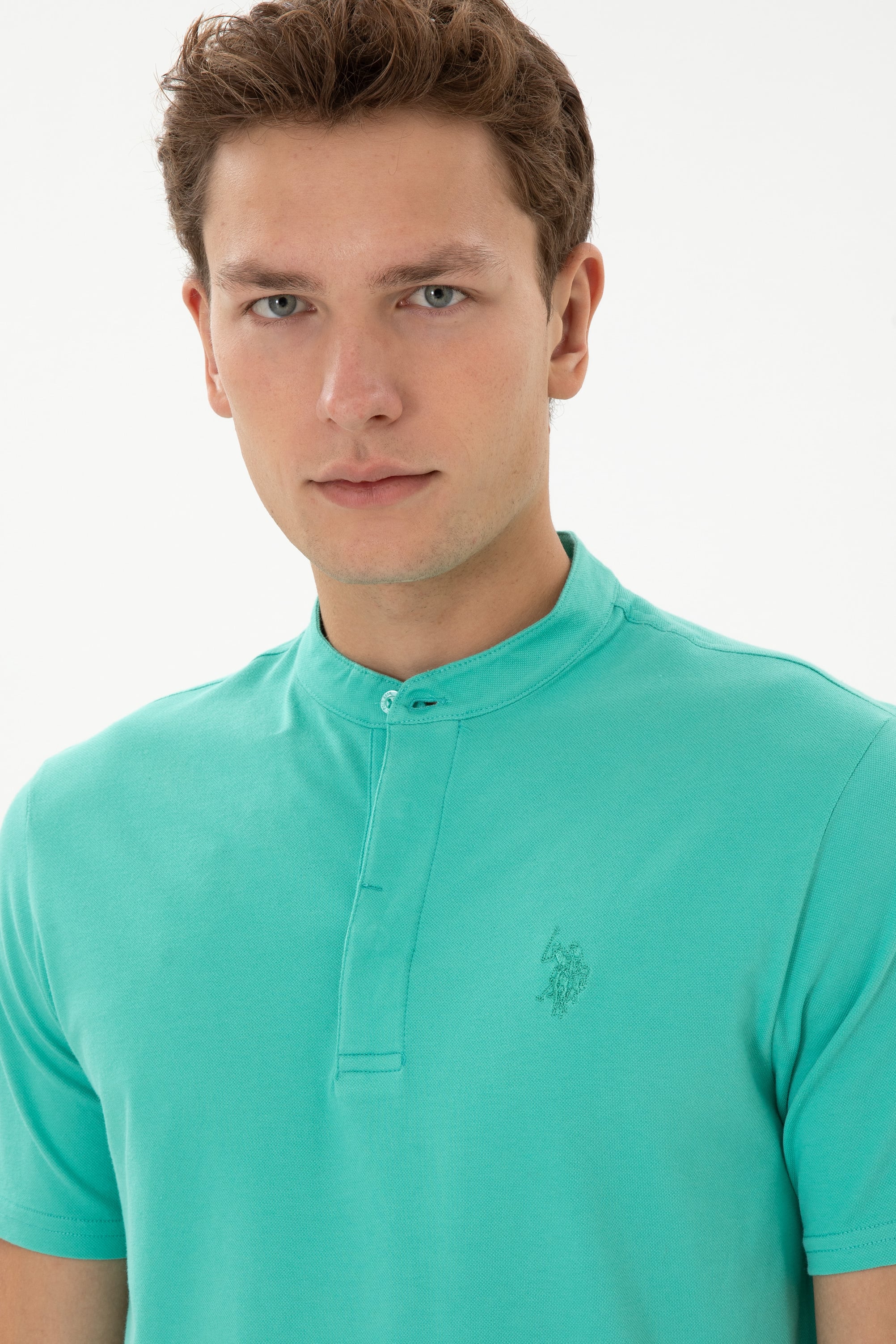 Erkek Regular Fit Hakim Yaka Mint Tişört - Image 2