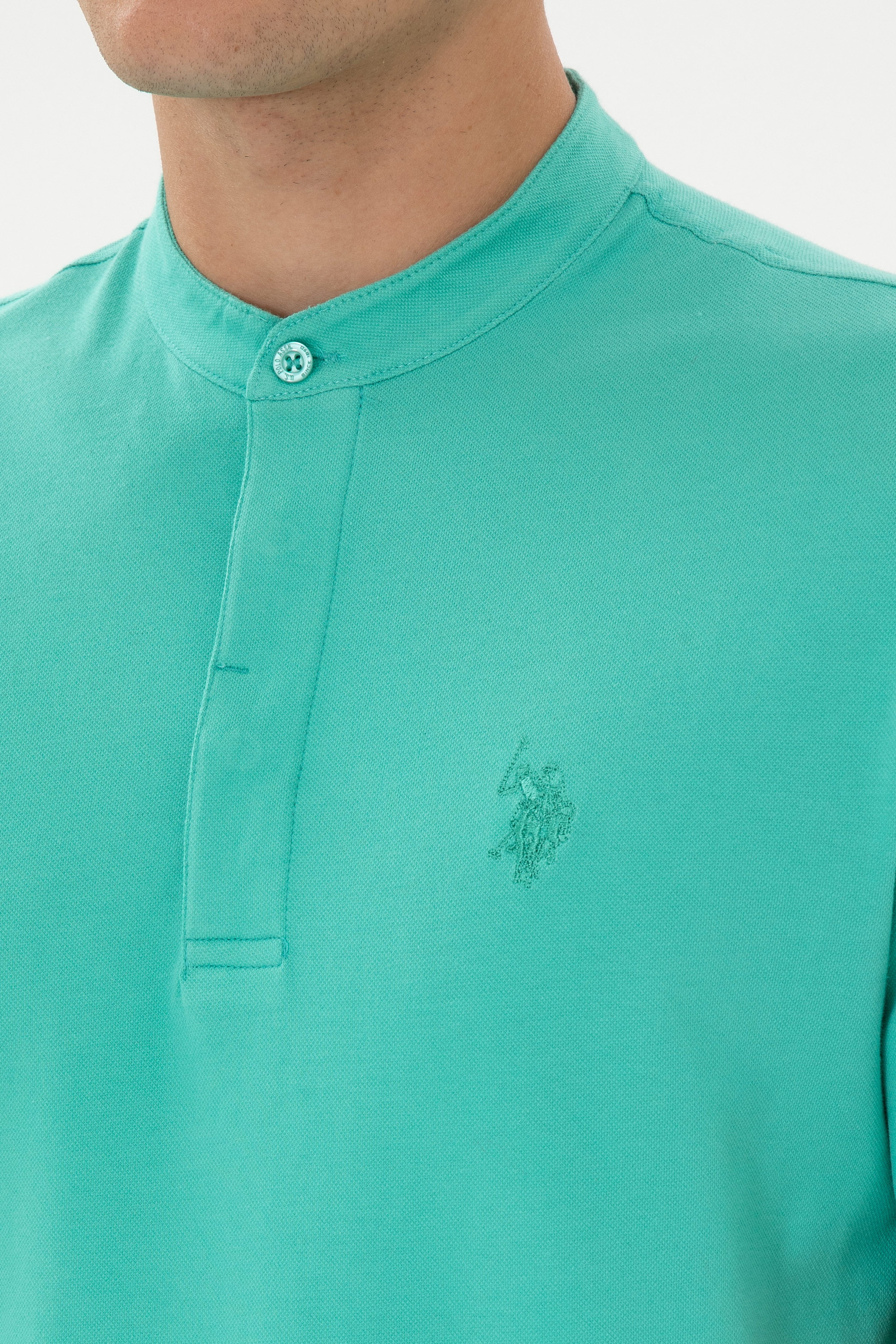 Erkek Regular Fit Hakim Yaka Mint Tişört - Image 7