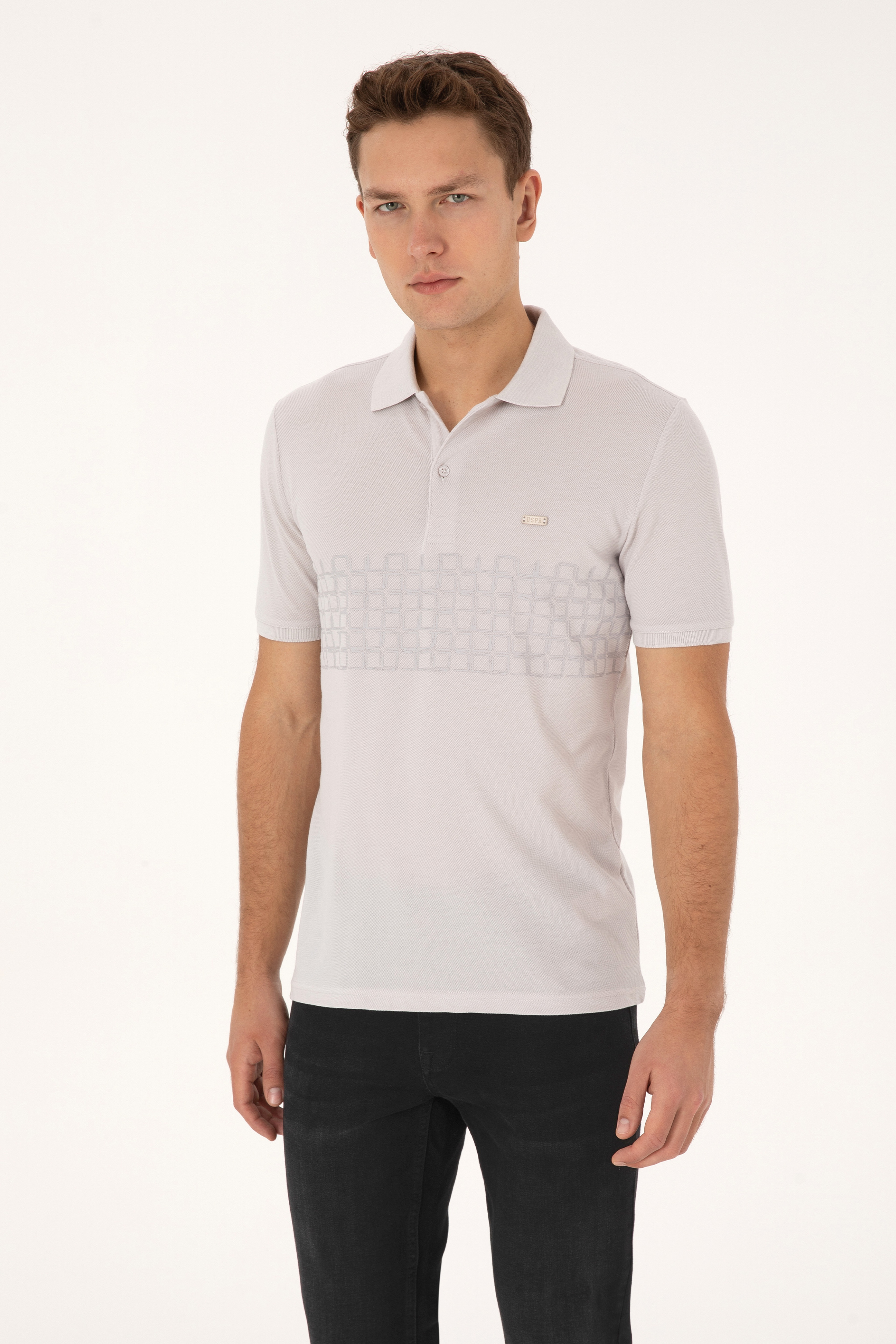 Erkek Regular Fit Polo Yaka Taş Tişört - Image 1