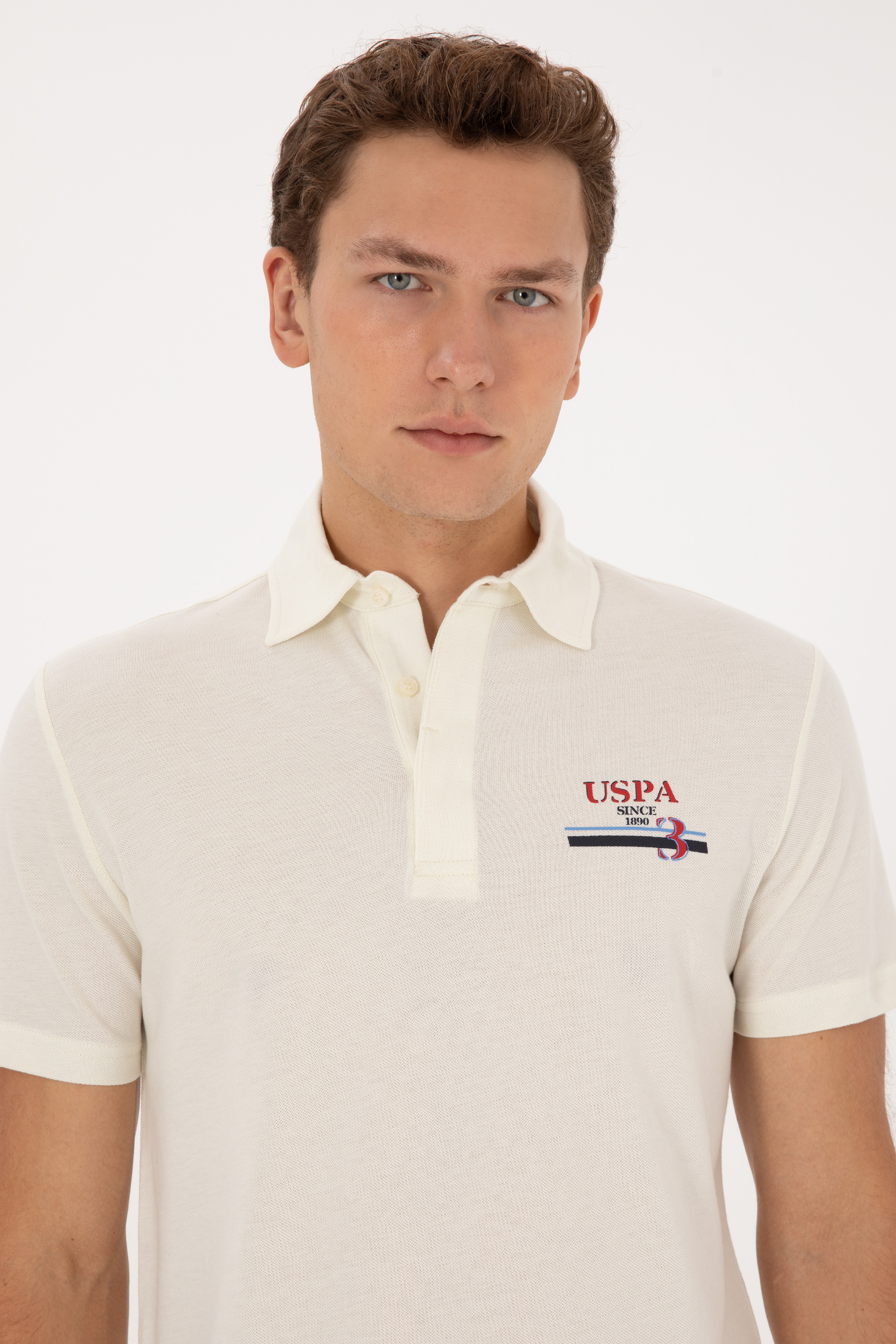 Erkek Regular Fit Polo Yaka Krem Tişört - Image 2