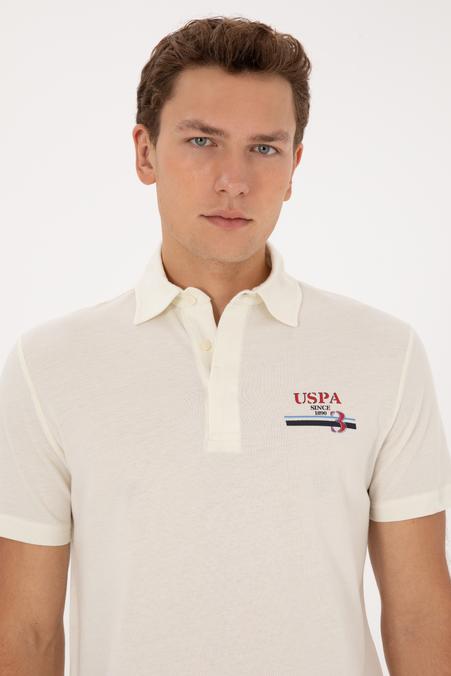 Erkek Regular Fit Polo Yaka Krem Tişört