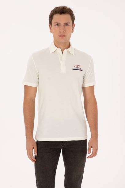 Erkek Regular Fit Polo Yaka Krem Tişört