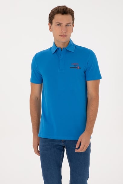 Erkek Regular Fit Polo Yaka Kobalt Mavi Tişört