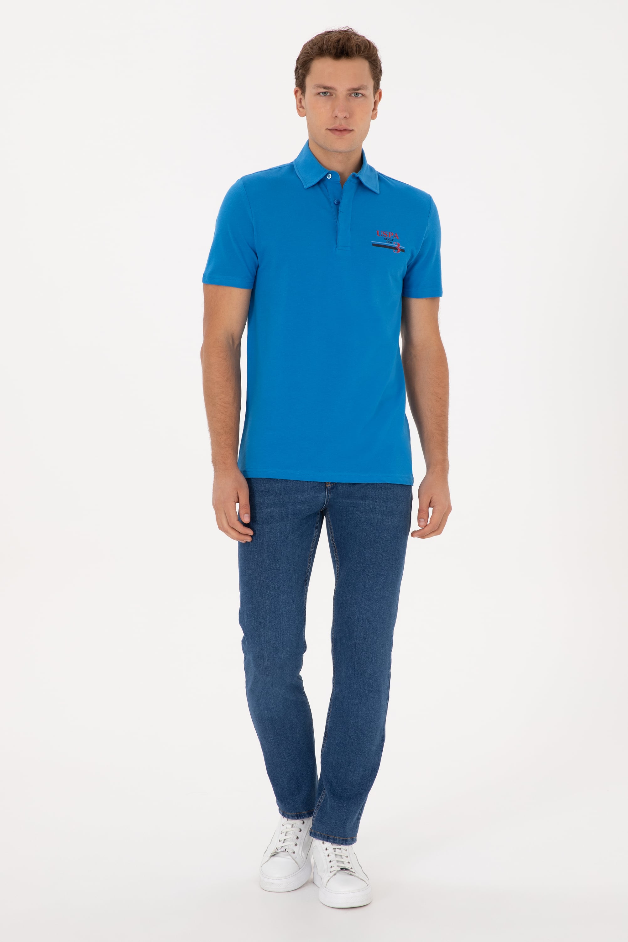 Erkek Regular Fit Polo Yaka Kobalt Mavi Tişört