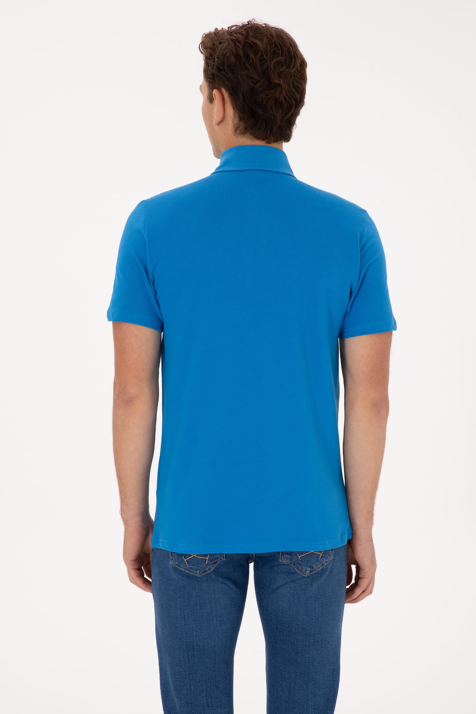 Erkek Regular Fit Polo Yaka Kobalt Mavi Tişört