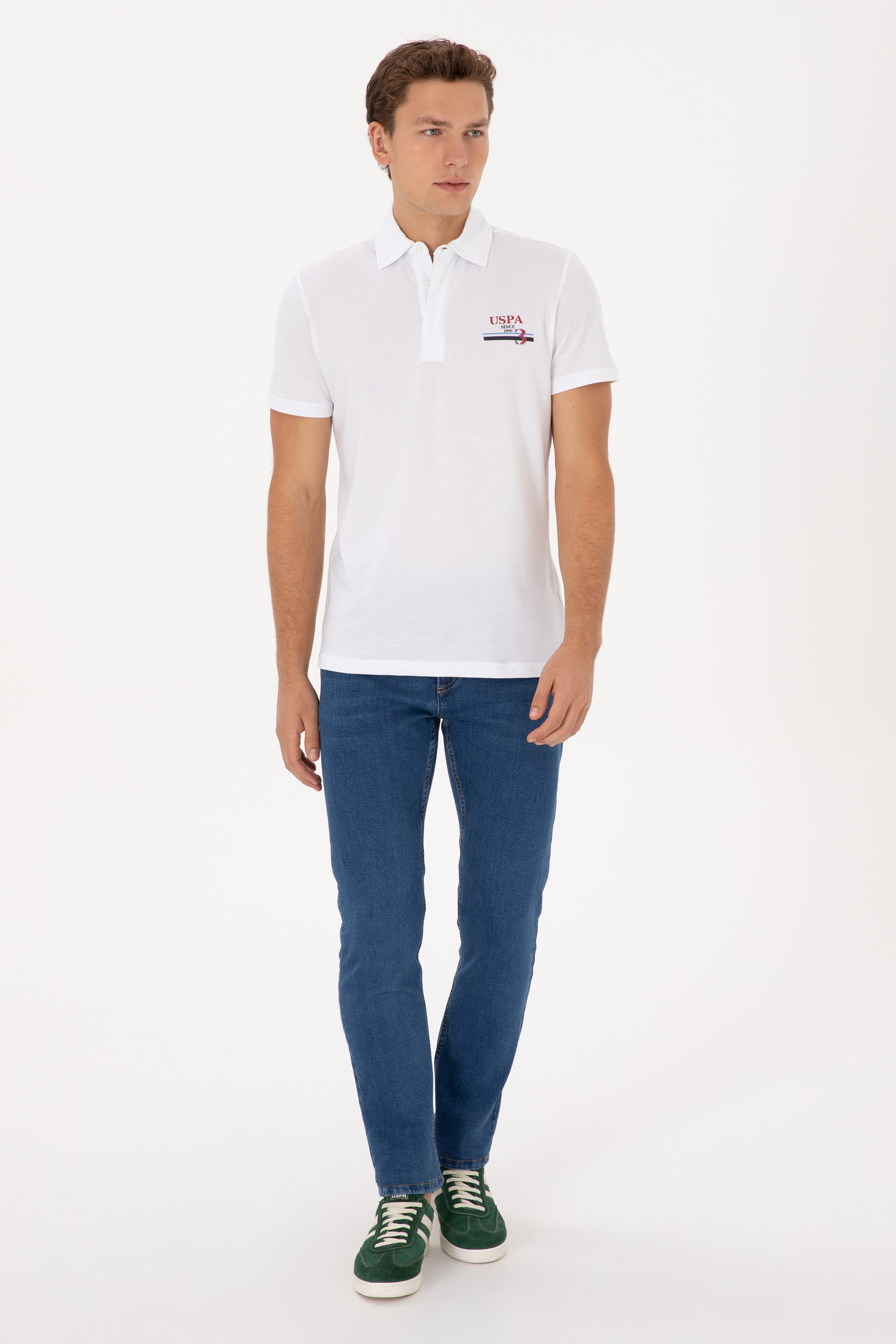Erkek Regular Fit Polo Yaka Beyaz Tişört - Image 4