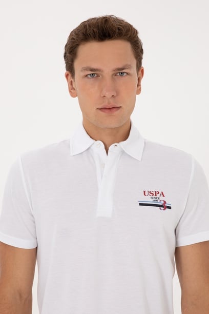 Erkek Regular Fit Polo Yaka Beyaz Tişört