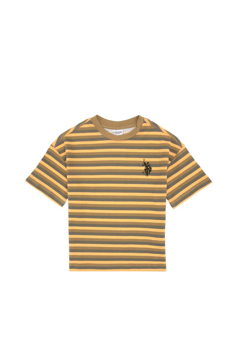 Erkek Çocuk Haki Bisiklet Yaka Tişört