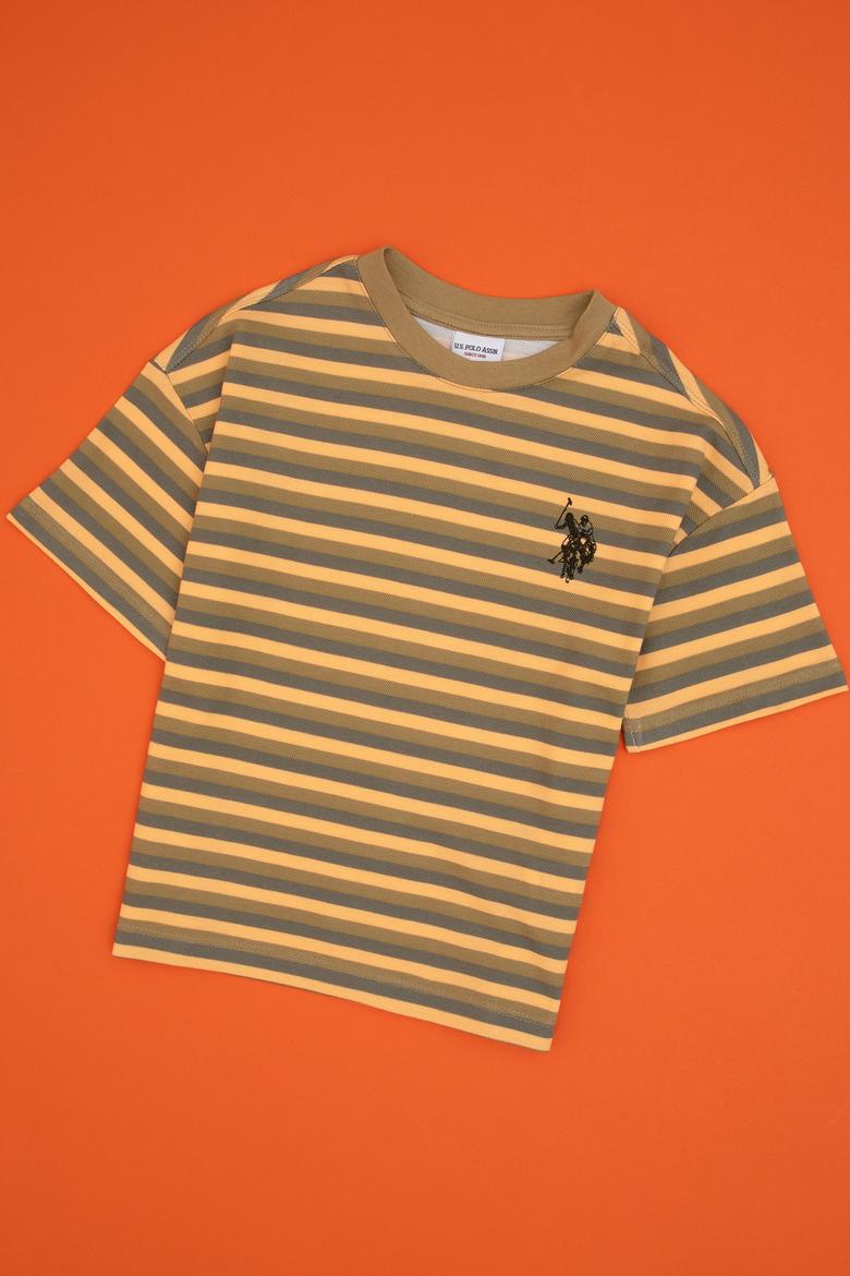 Erkek Çocuk Haki Bisiklet Yaka Tişört