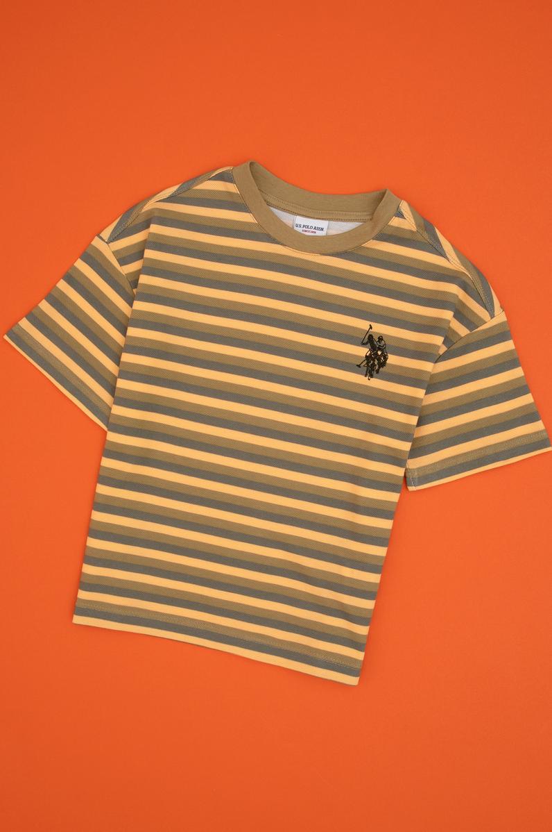 Erkek Çocuk Haki Bisiklet Yaka Tişört