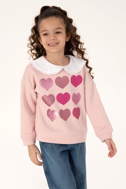 Kız Çocuk Pudra Sweatshirt